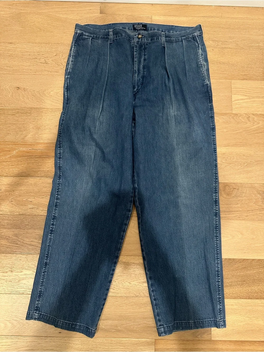 Polo Ralph Lauren Jeans Mens 38x29 Pleated USA Made Country Denim Vintage